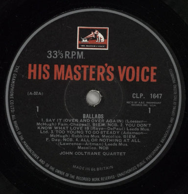 John Coltrane Ballads - 1st UK vinyl LP album (LP record) JCOLPBA880679