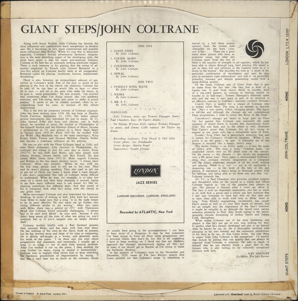 John Coltrane Giant Steps - 1st UK vinyl LP album (LP record)