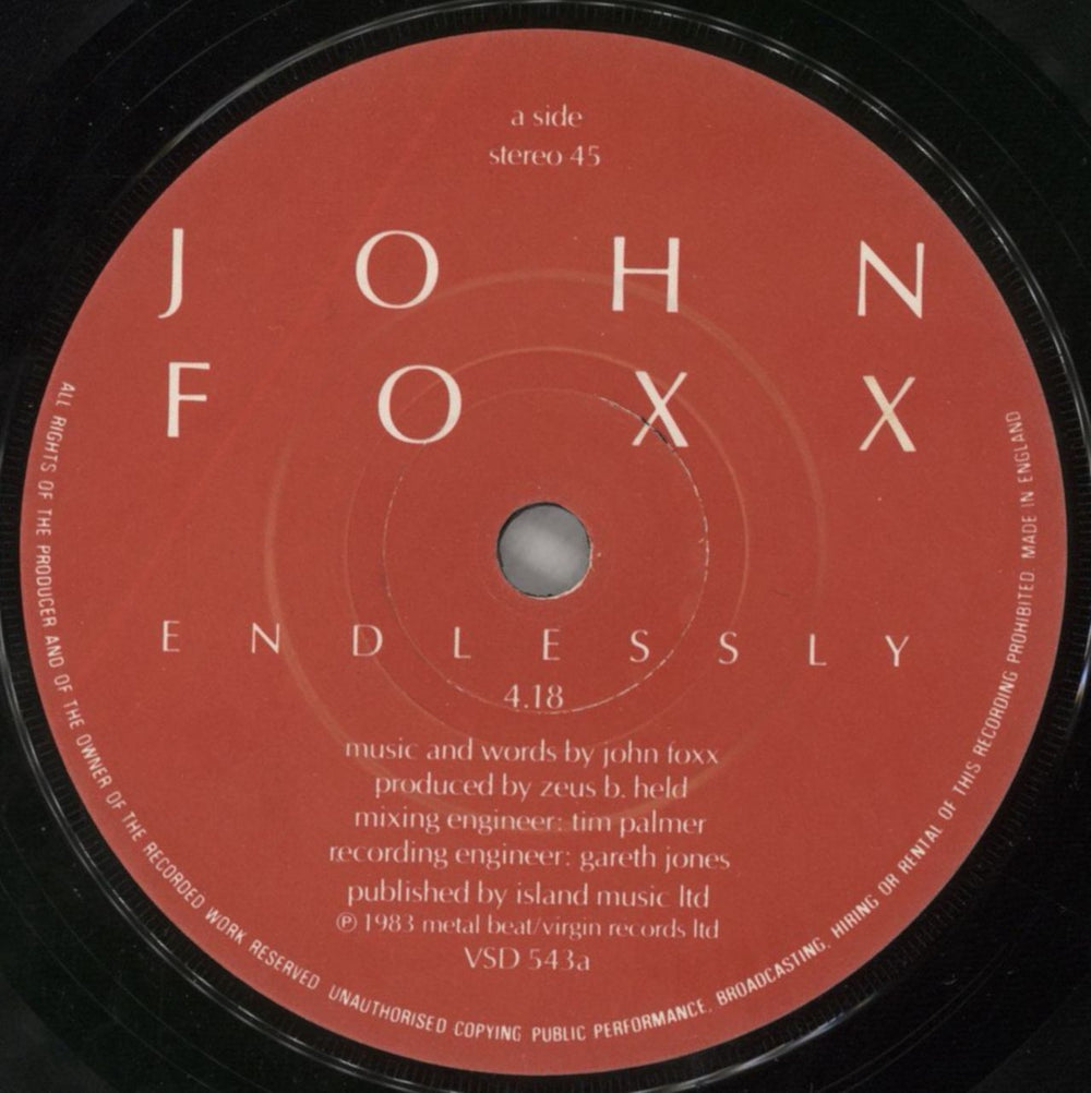 John Foxx Endlessly - Double pack UK 7" vinyl single (7 inch record / 45) JFX07EN172591