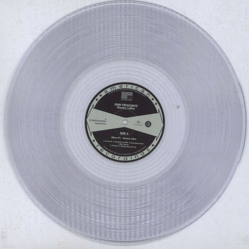 John Frusciante Niandra LaDes And Usually Just A T-Shirt - Clear Vinyl UK 2-LP vinyl record set (Double LP Album) FUC2LNI831669