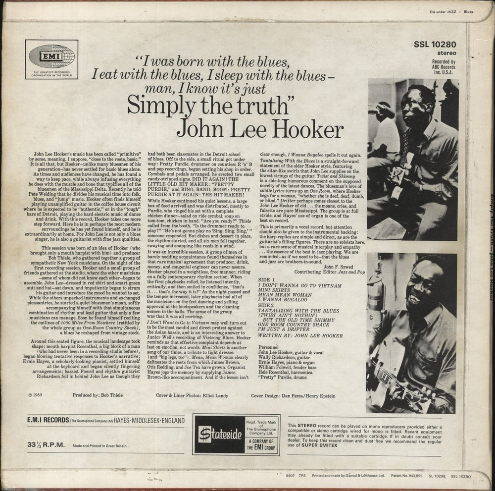 John Lee Hooker Simply The Truth - VG UK vinyl LP album (LP record)