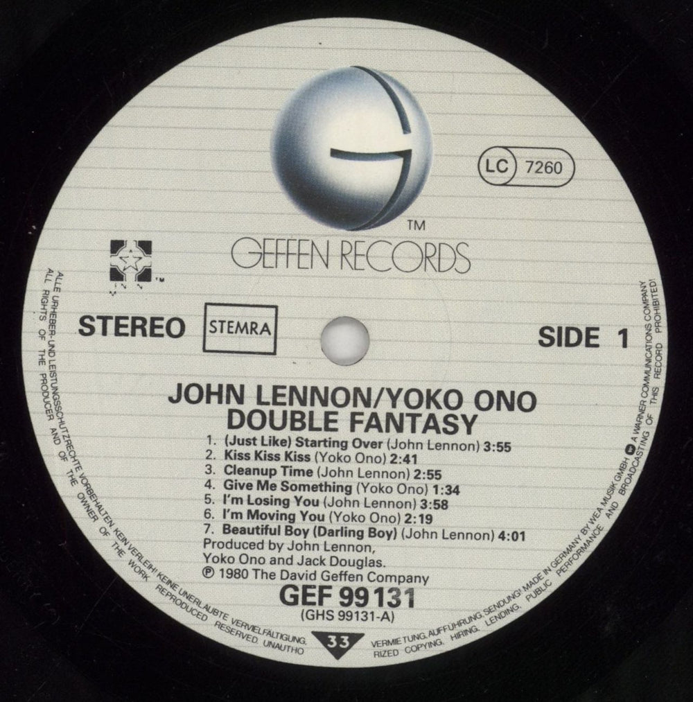 John Lennon Double Fantasy German vinyl LP album (LP record) LENLPDO660427