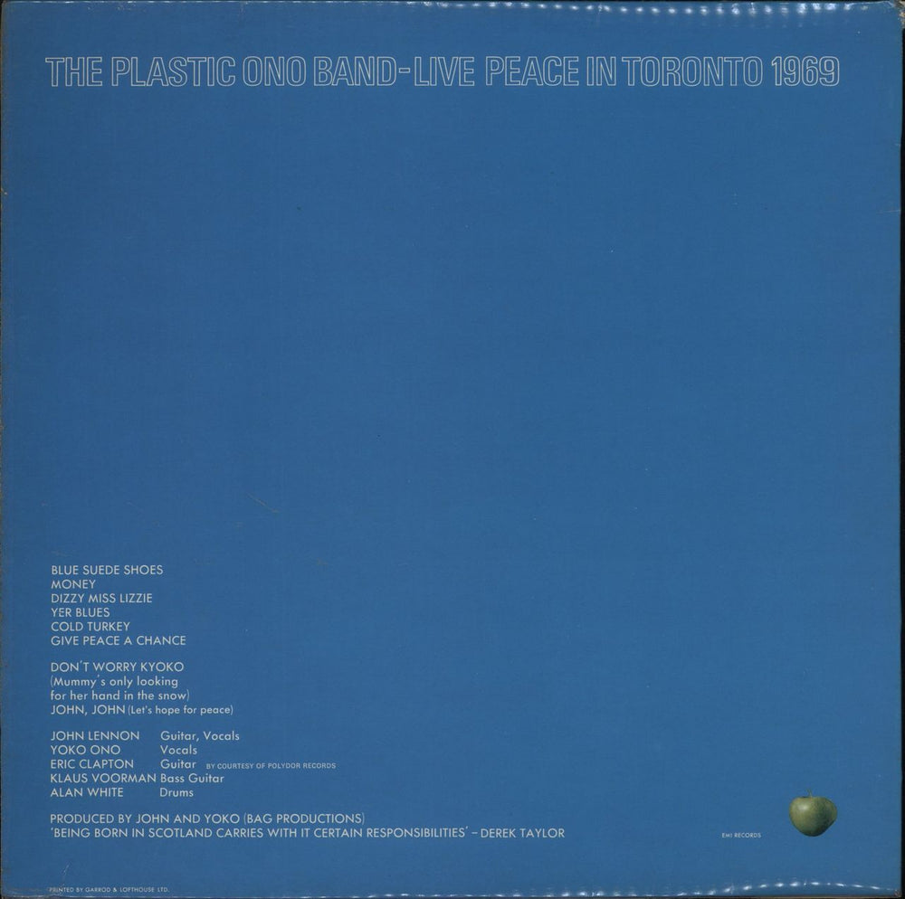 John Lennon Live Peace In Toronto 1969 - VG UK vinyl LP album (LP record)