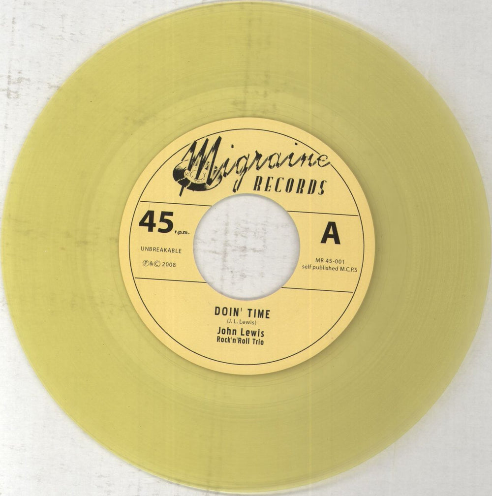 John Lewis [Rockabilly] Doin' Time / Black Cat - Yellow Vinyl German 7" vinyl single (7 inch record / 45) 74I07DO851713