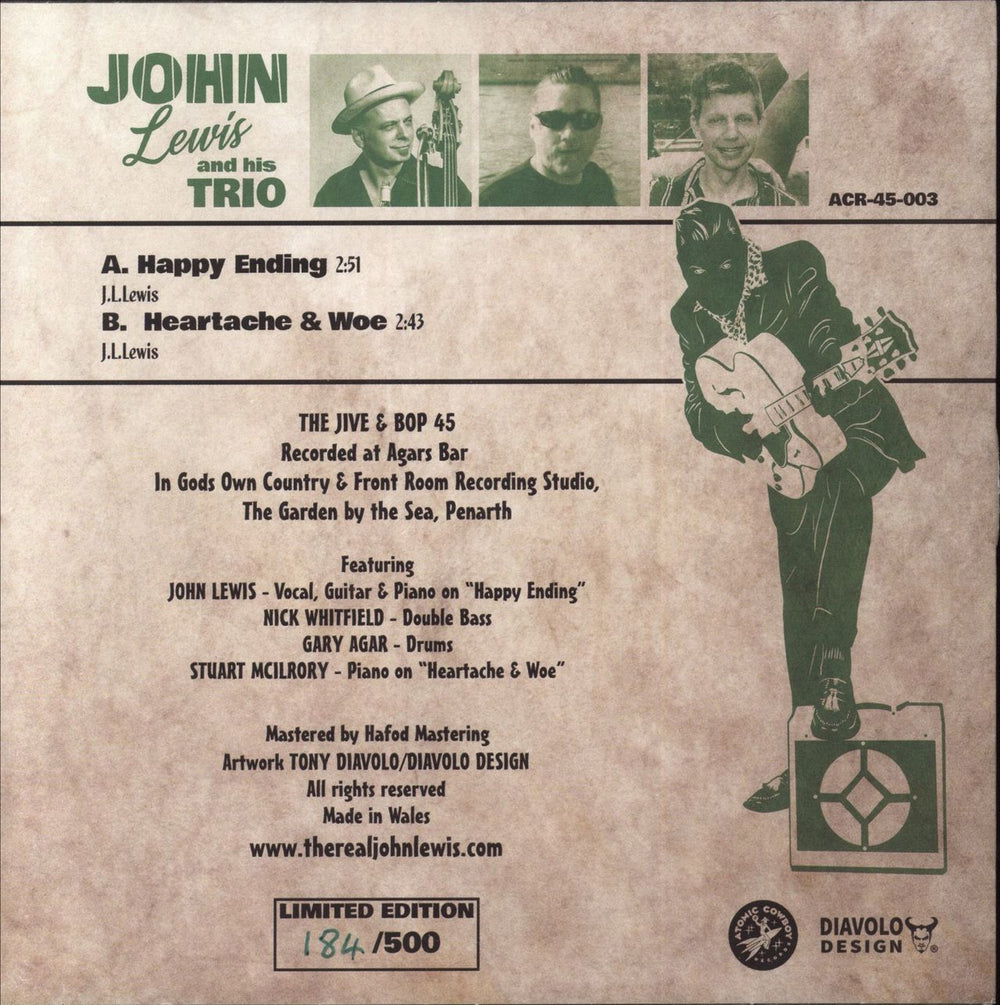 John Lewis [Rockabilly] Happy Ending / Heartache & Woe - Green Splatter Vinyl UK 7" vinyl single (7 inch record / 45)