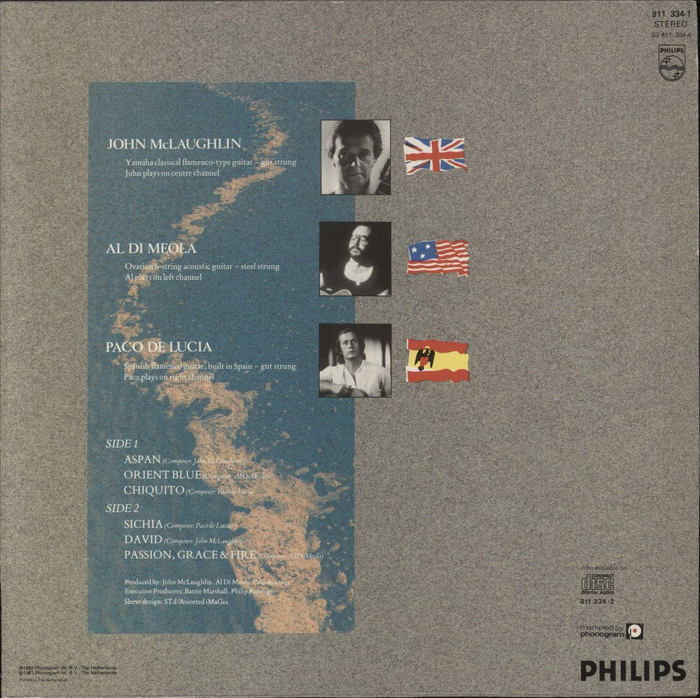 John McLaughlin, Al DiMeola & Paco De Lucia Passion, Grace & Fire Dutch vinyl LP album (LP record)