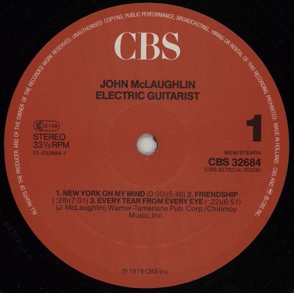 John McLaughlin Electric Guitarist Dutch vinyl LP album (LP record) JMLLPEL755589