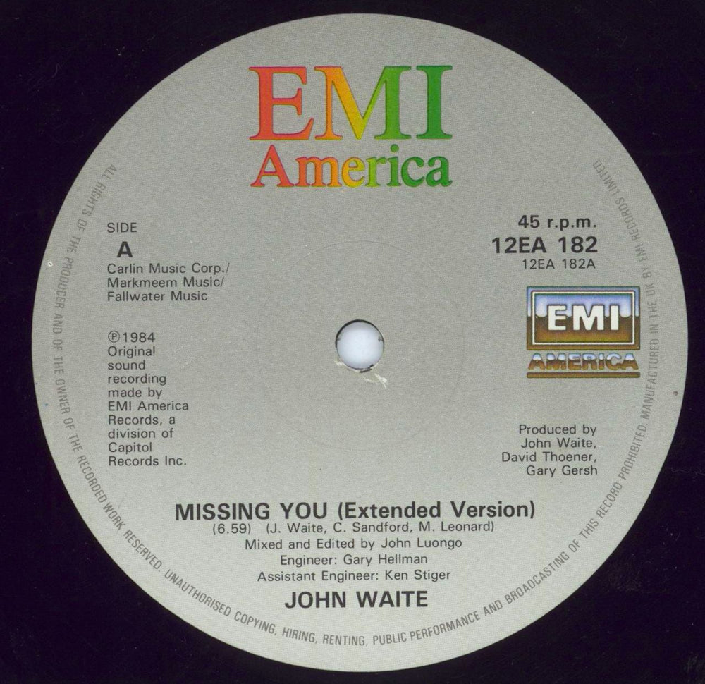 John Waite Missing You (Extended Version) UK 12" vinyl single (12 inch record / Maxi-single) 12EA182