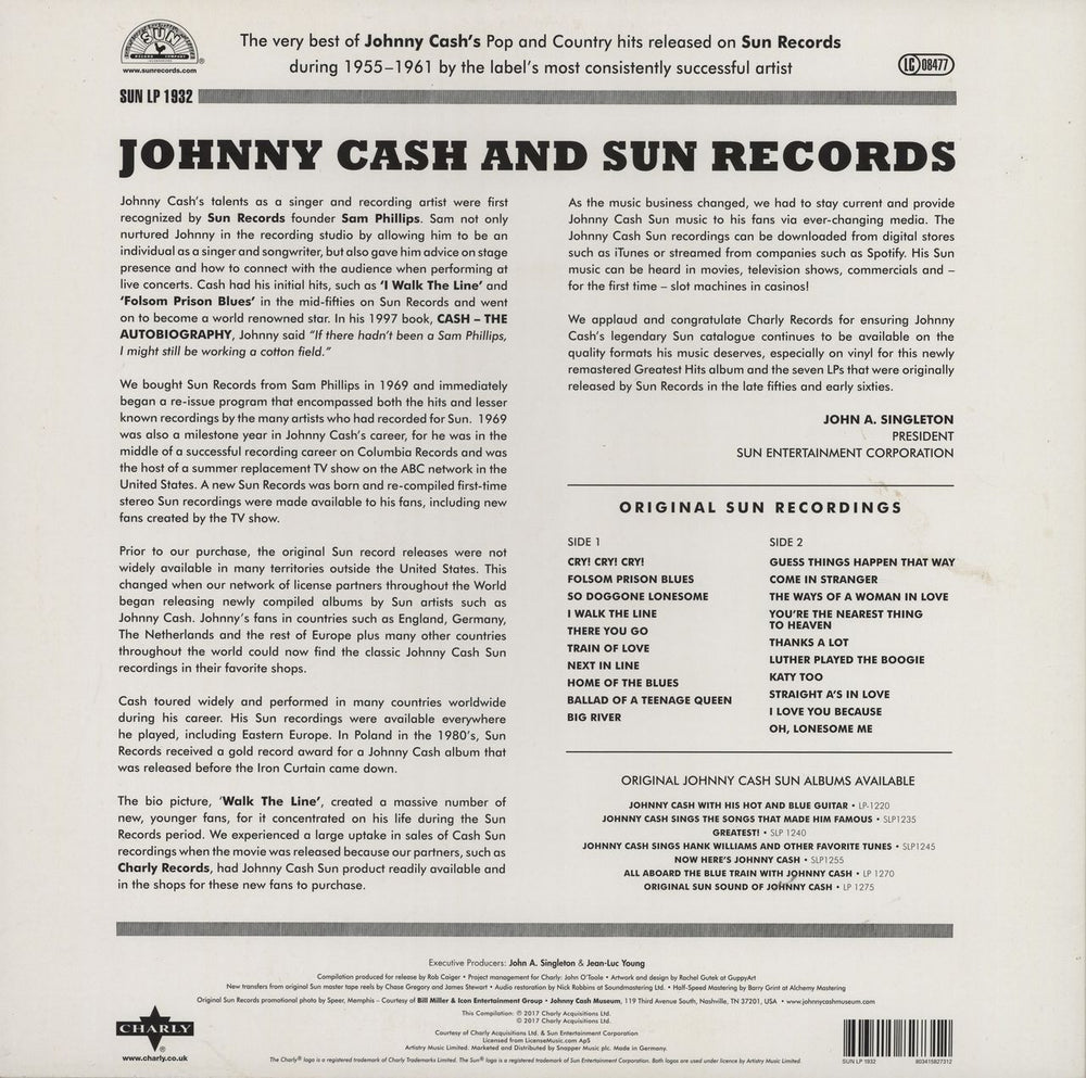 Johnny Cash Greatest Hits: The Sun Records Years - Half-Speed Mastered - EX UK vinyl LP album (LP record) 803415827312