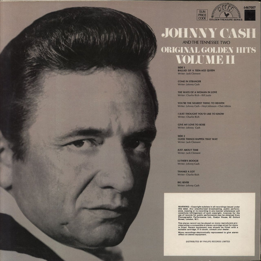 Johnny Cash Original Golden Hits Volume II UK vinyl LP album (LP record)