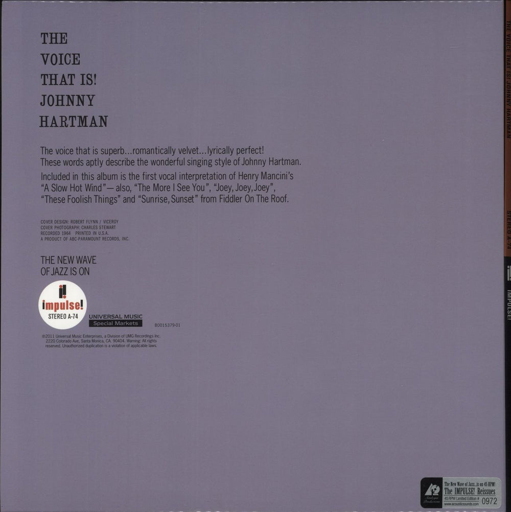 Johnny Hartman The Voice That Is! - 180gm + Numbered Sticker US 2-LP vinyl record set (Double LP Album)