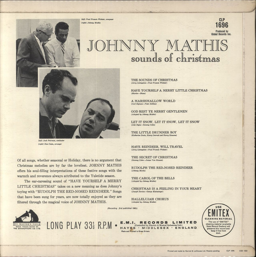Johnny Mathis Sounds Of Christmas UK vinyl LP album (LP record)