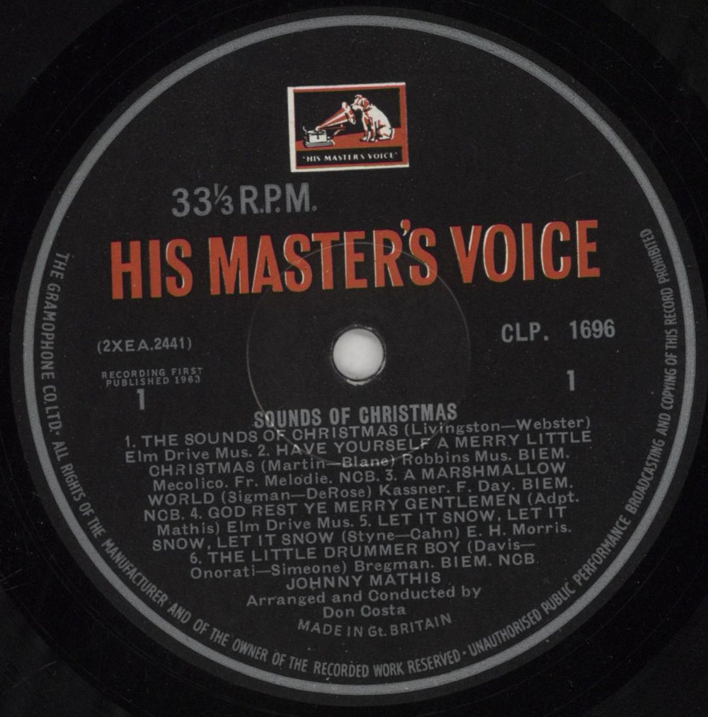 Johnny Mathis Sounds Of Christmas UK vinyl LP album (LP record) J-MLPSO851602