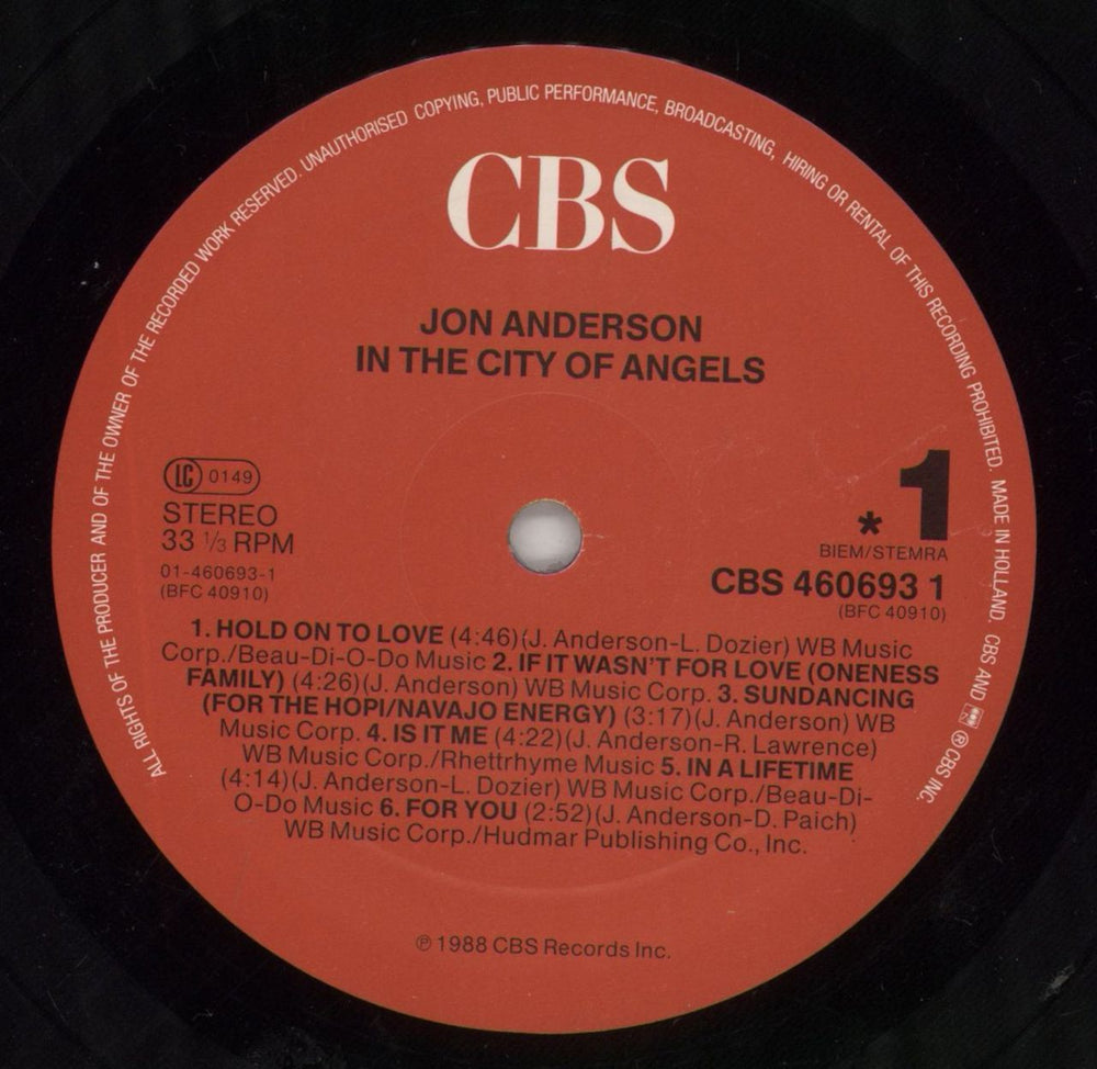 Jon Anderson In The City Of Angels - Shrink UK vinyl LP album (LP record) JONLPIN861666