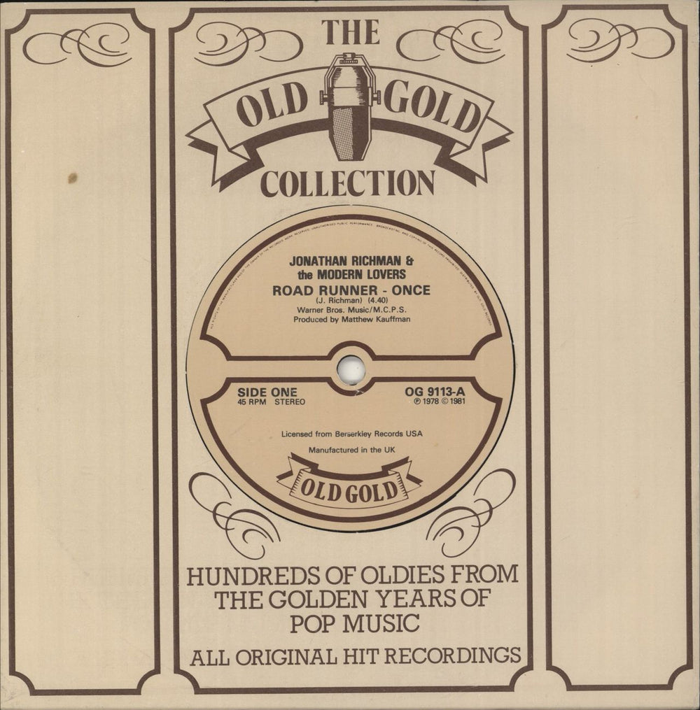 Jonathan Richman & The Modern Lovers Road Runner UK 7" vinyl single (7 inch record / 45) OG9113