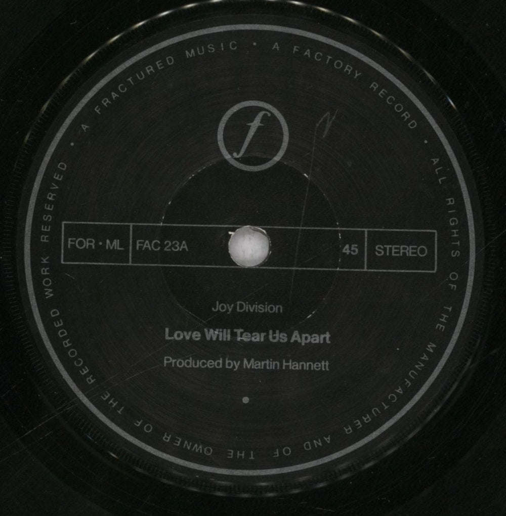 Joy Division Love Will Tear Us Apart - 1st - Translucent Red Vinyl UK 7" vinyl single (7 inch record / 45) JOY07LO741425