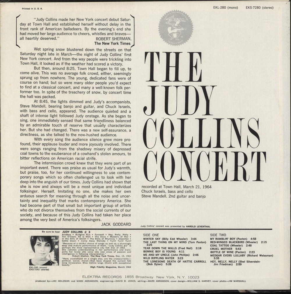 Judy Collins The Judy Collins Concert US vinyl LP album (LP record)