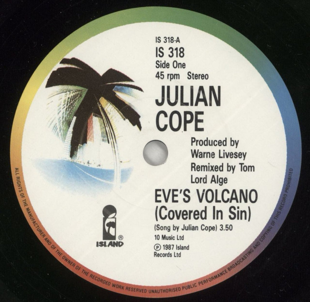 Julian Cope Eve's Volcano [Covered In Sin] UK 7" vinyl single (7 inch record / 45) COP07EV110091