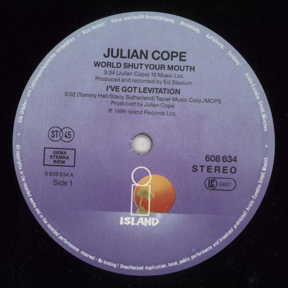 Julian Cope World Shut Your Mouth German 12" vinyl single (12 inch record / Maxi-single) COP12WO239288