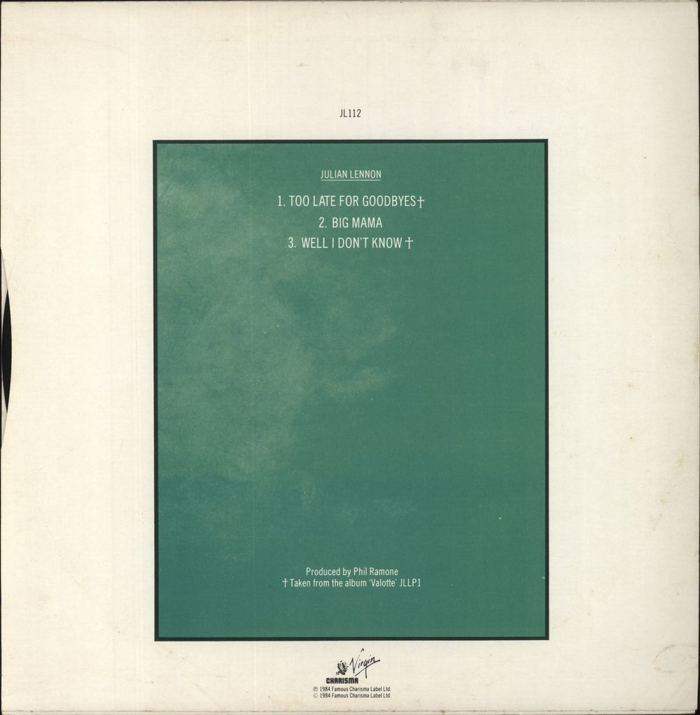 Julian Lennon Too Late For Goodbyes UK 12" vinyl single (12 inch record / Maxi-single) JLN12TO35580