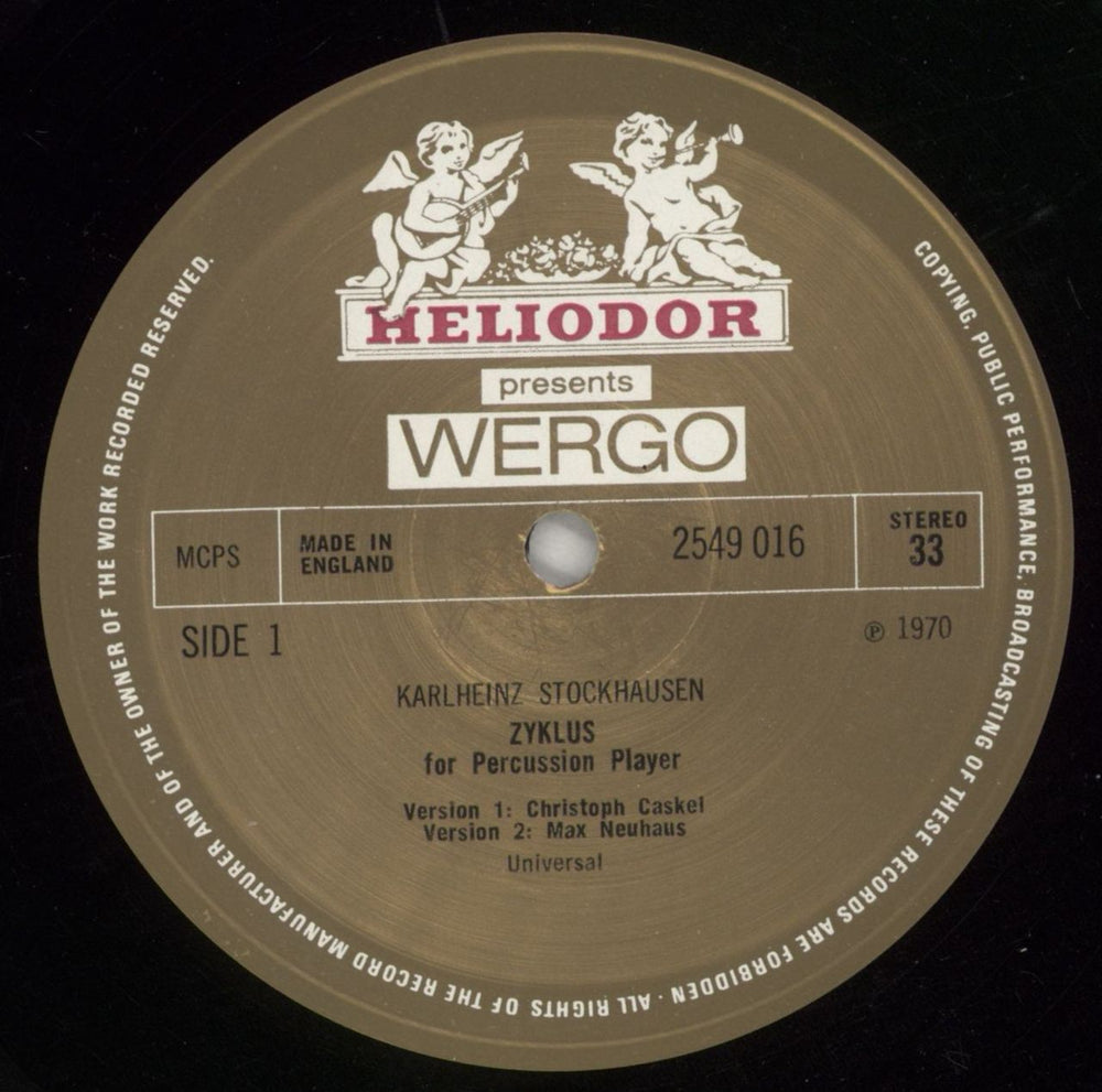 Karlheinz Stockhausen Cycle For One Percussionist (In Two Different Versions) / Klavierstück No. X UK vinyl LP album (LP record) KK4LPCY867413