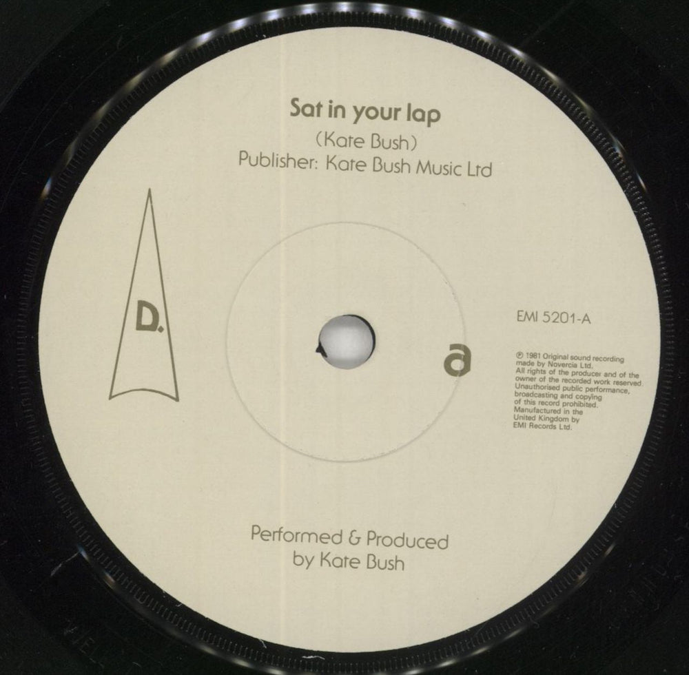Kate Bush Sat In Your Lap - Solid UK 7" vinyl single (7 inch record / 45) BUS07SA676855