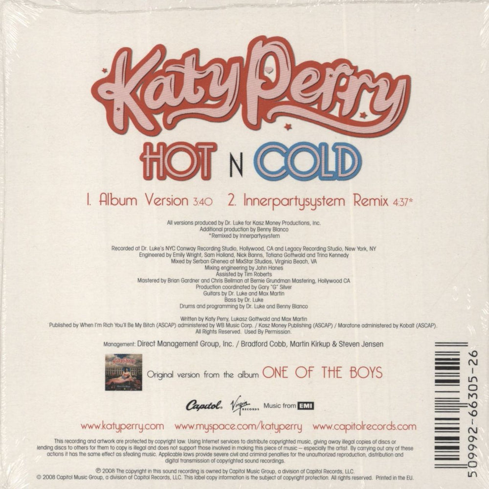 Katy Perry Hot N Cold - Sealed European CD single (CD5 / 5") 5099926630526