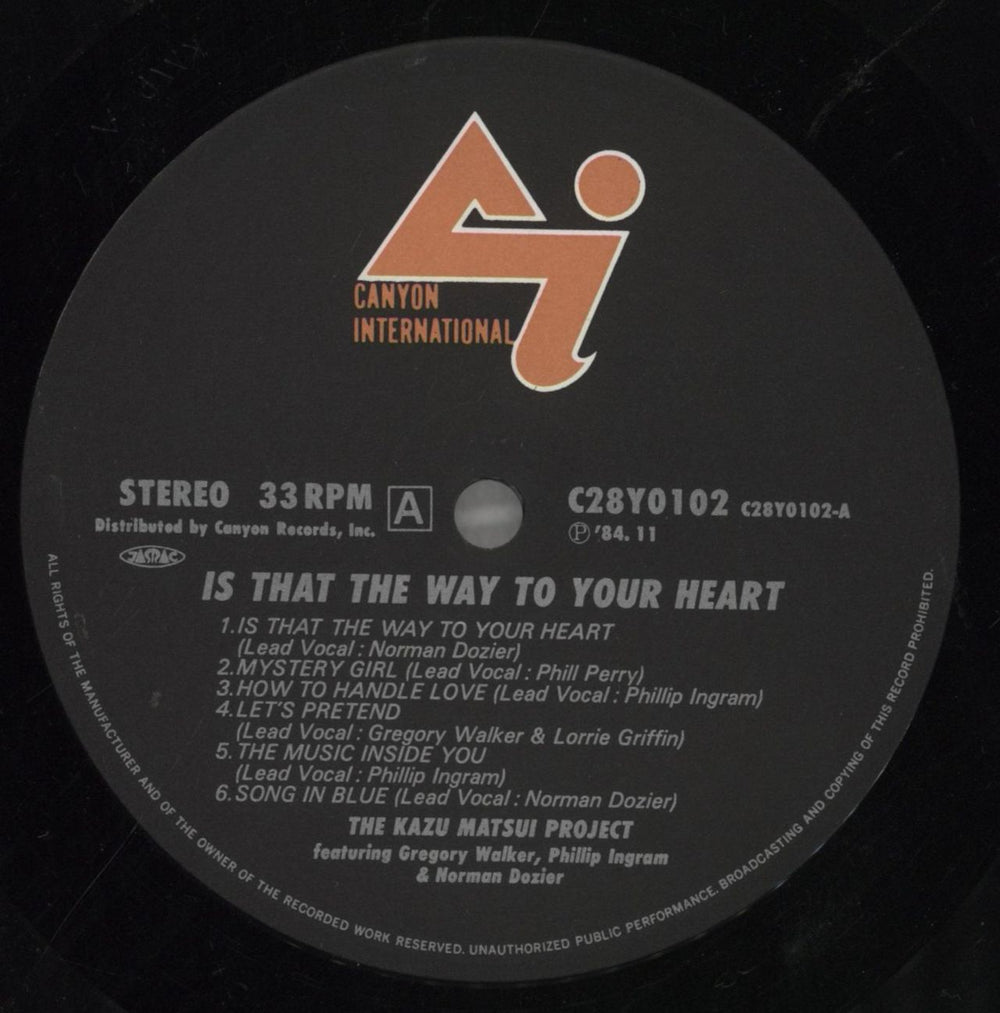 Kazu Matsui  Is That The Way To Your Heart Japanese vinyl LP album (LP record) KT9LPIS857552