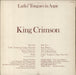 King Crimson Larks' Tongues In Aspic - EX UK vinyl LP album (LP record)