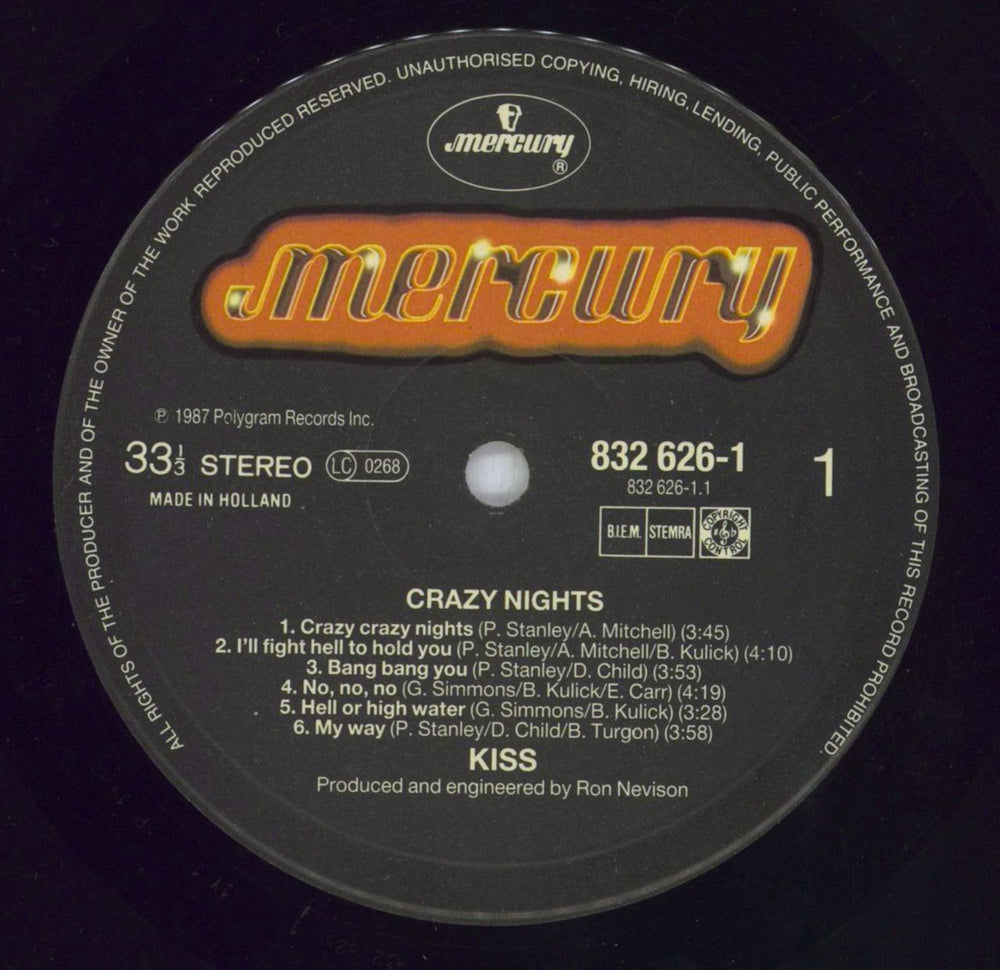 Kiss Crazy Nights Dutch vinyl LP album (LP record) KISLPCR833232