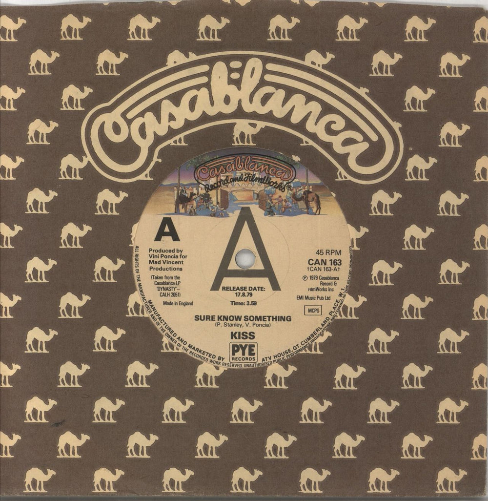 Kiss Sure Know Something - A Label UK Promo 7" vinyl single (7 inch record / 45) CAN163
