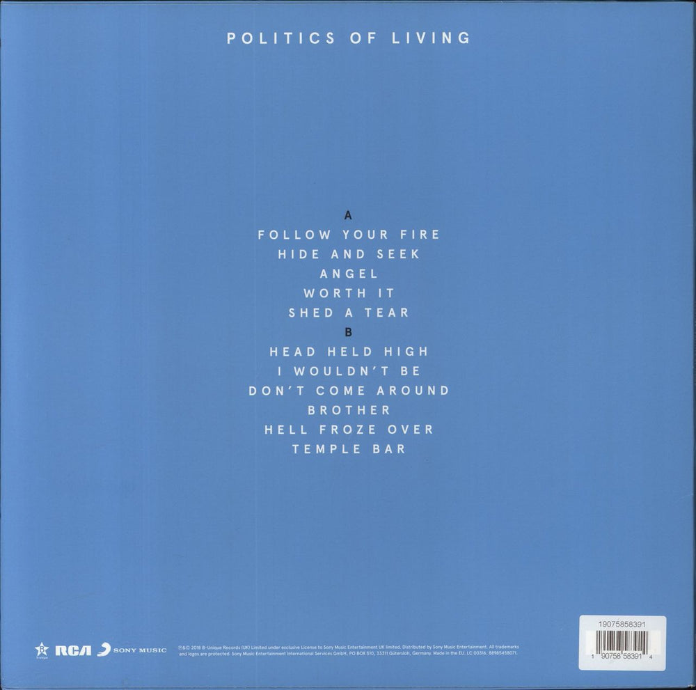 Kodaline Politics Of Living - 180gm Blue Vinyl UK vinyl LP album (LP record) 190758583914