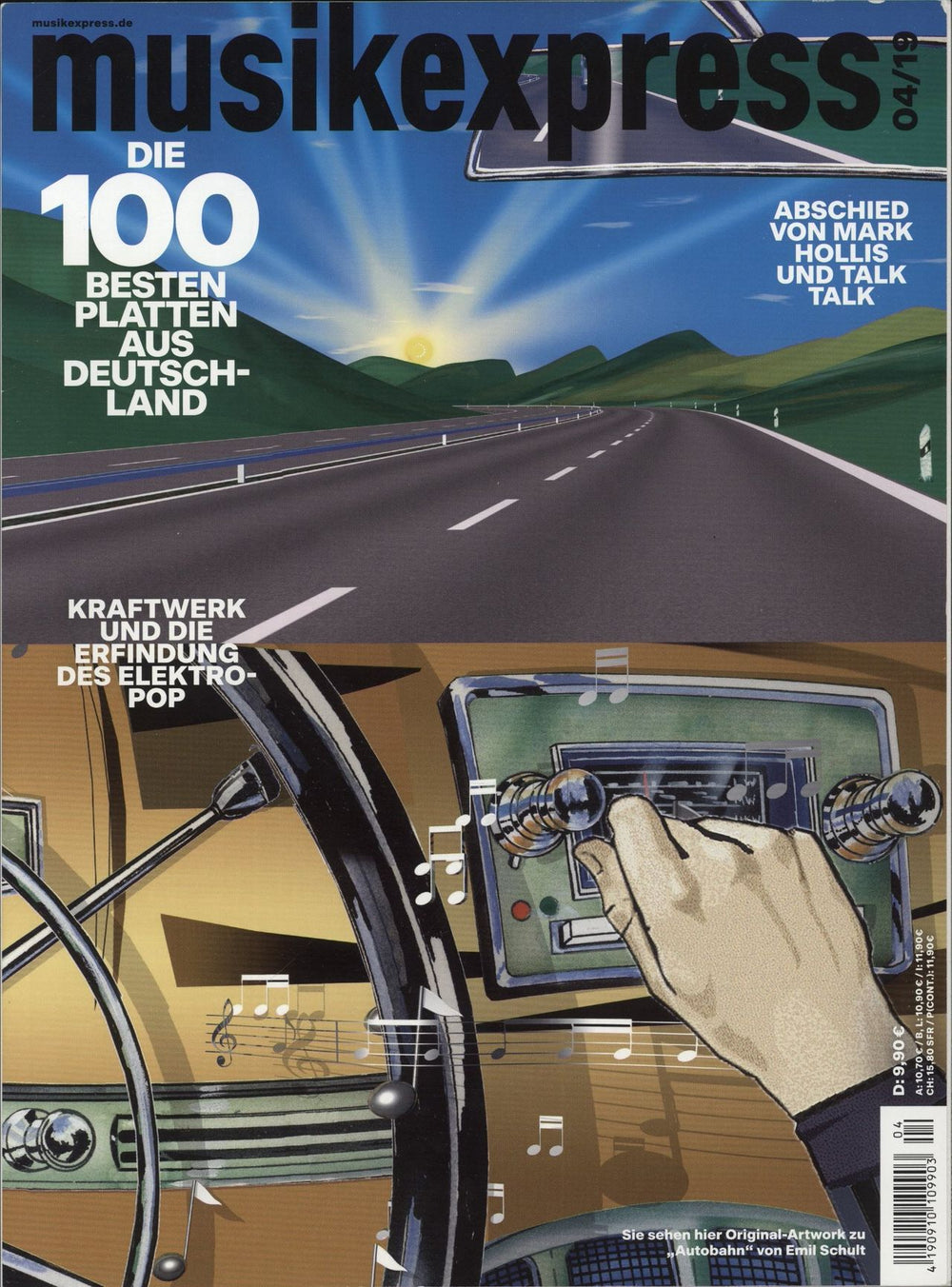 Kraftwerk Autobahn - Blue Vinyl 7" + MusikExpress Magazine German 7" vinyl single (7 inch record / 45) SINGLE & MAGAZINE