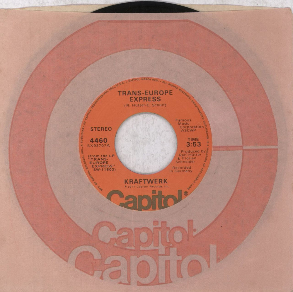 Kraftwerk Trans Europe Express US 7" vinyl single (7 inch record / 45) 4460