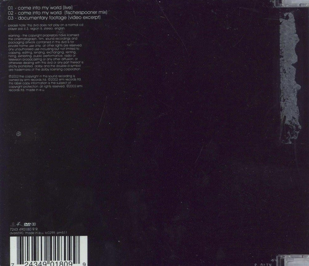 Kylie Minogue Come Into My World UK DVD Single 724349018099