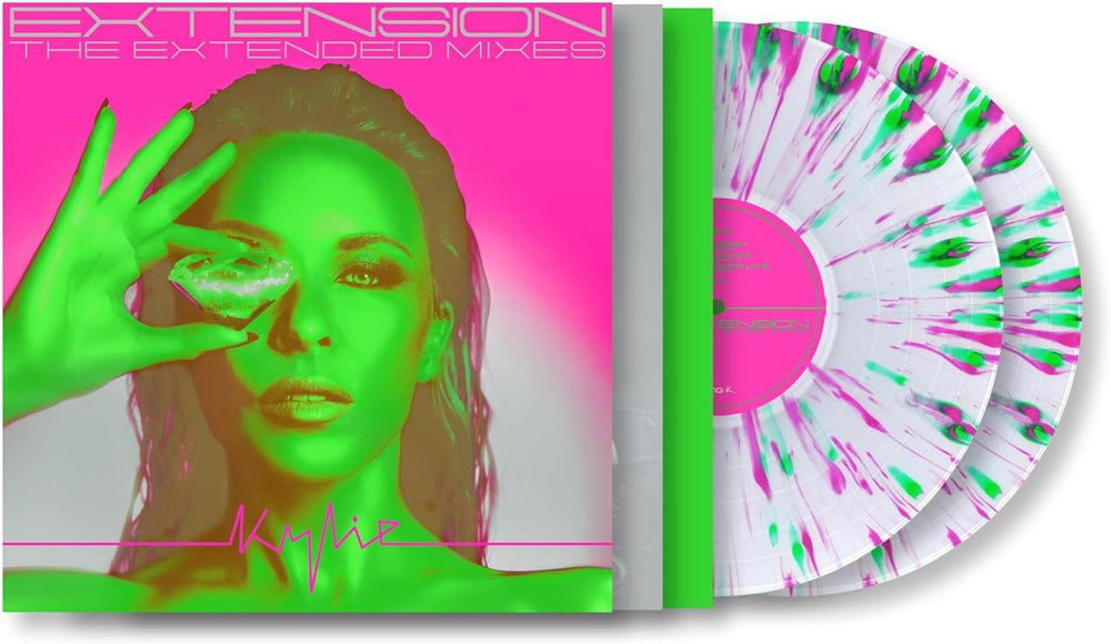 Kylie Minogue Extension The Extended Mixes - Neon Pink & Green Splatter Vinyl - Sealed UK 2-LP vinyl record set (Double LP Album) 538959240