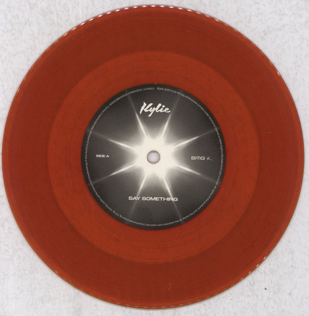 Kylie Minogue Say Something - Red Vinyl UK 7" vinyl single (7 inch record / 45) KYL07SA756459