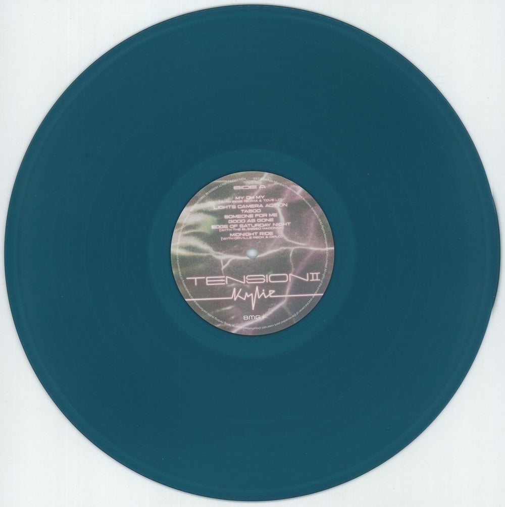 Kylie Minogue Tension II - Turquoise Vinyl + Autographed Print UK vinyl LP album (LP record) KYLLPTE879067