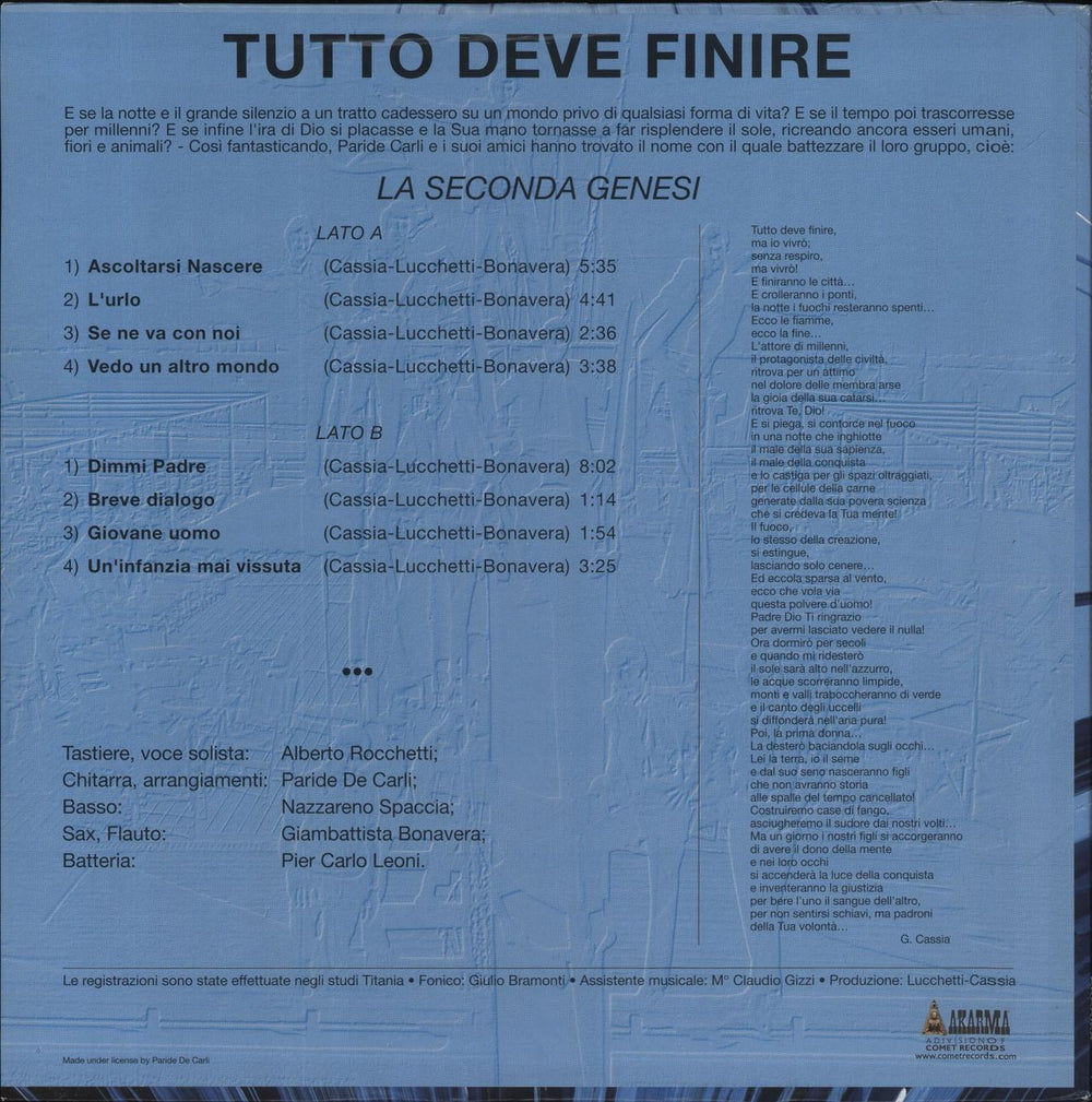 La Seconda Genesi Tutto Deve Finire Italian vinyl LP album (LP record)