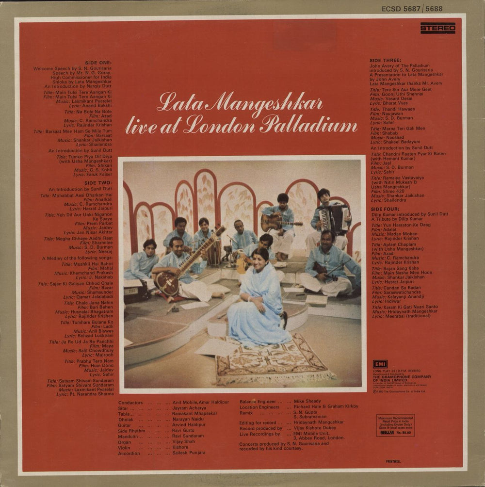 Lata Mangeshkar Live At The London Palladium Indian 2-LP vinyl record set (Double LP Album)
