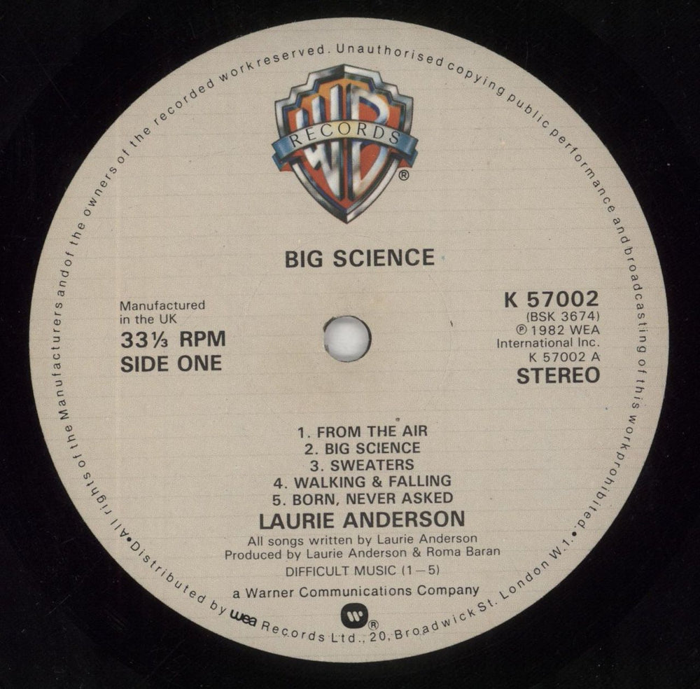 Laurie Anderson Big Science - EX UK vinyl LP album (LP record) LUALPBI744347