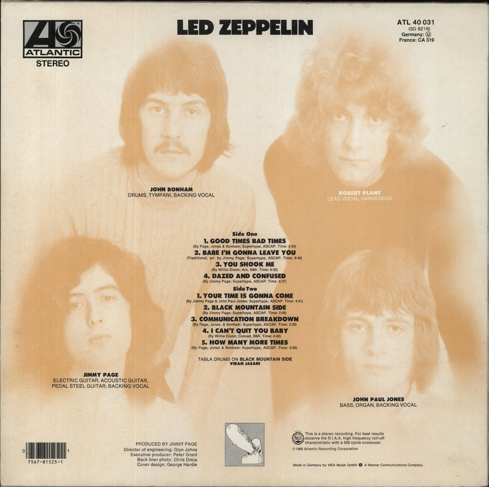 Led Zeppelin Led Zeppelin - barcoded p/s - EX German vinyl LP album (LP record) 075678152511