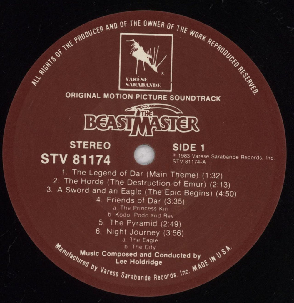 Lee Holdridge The Beastmaster [Original Motion Picture Soundtrack] US vinyl LP album (LP record) 4KLLPTH834638