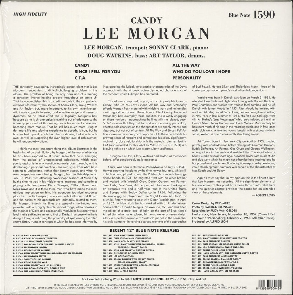 Lee Morgan Candy - 180 Gram Vinyl UK vinyl LP album (LP record) 8435395500484