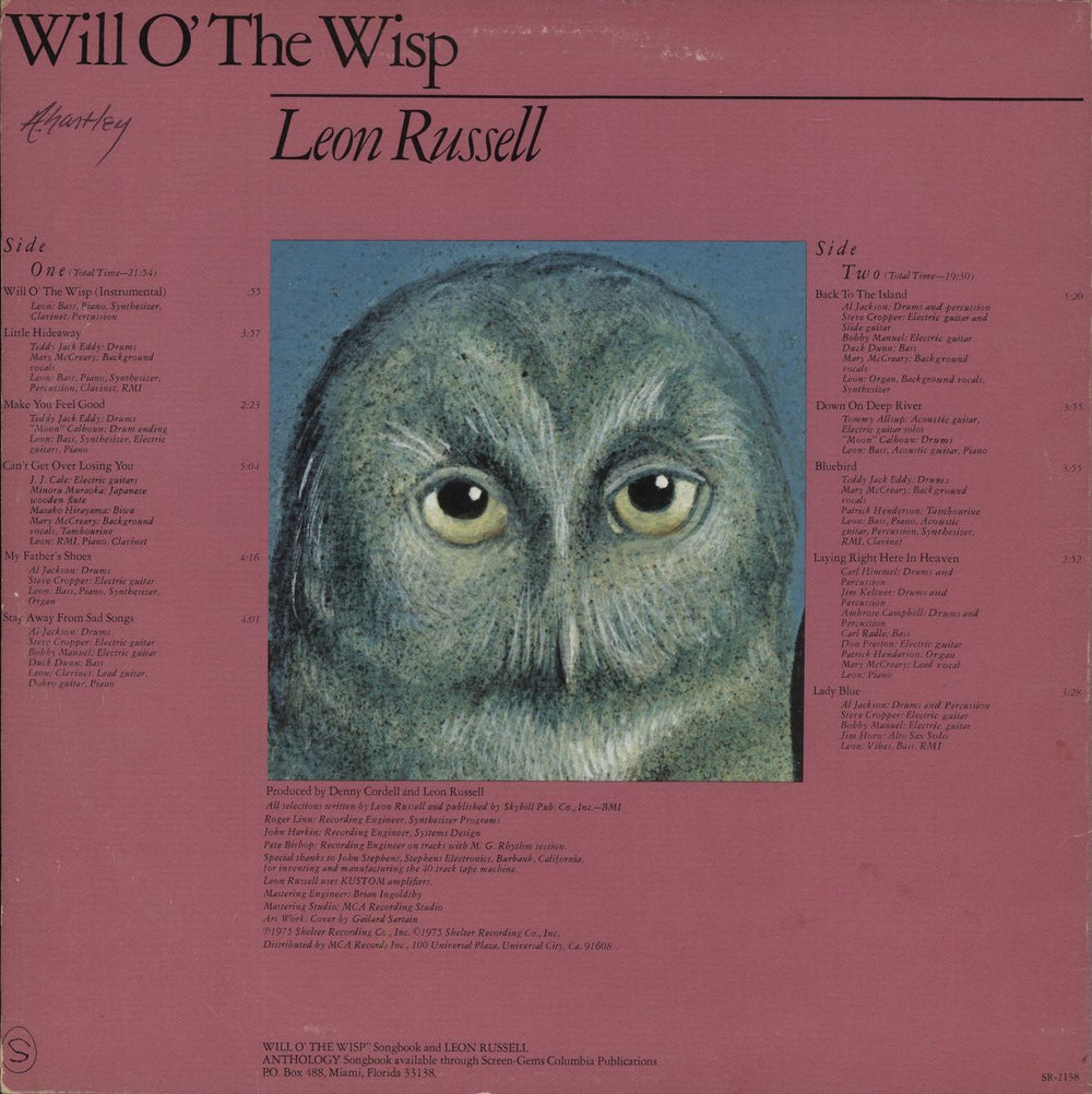 Leon Russell Will O' The Wisp US vinyl LP album (LP record)