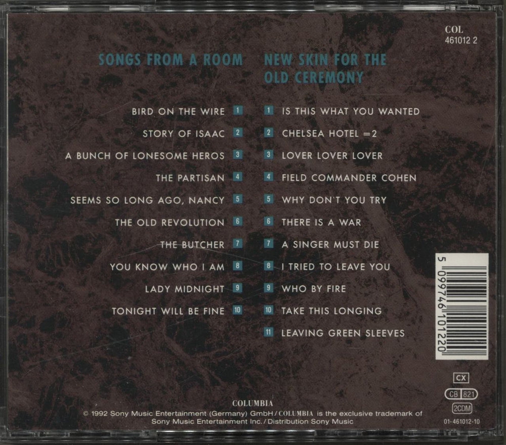 Leonard Cohen New Skin For The Old Ceremony / Songs From A Room German 2 CD album set (Double CD) COH2CNE19182