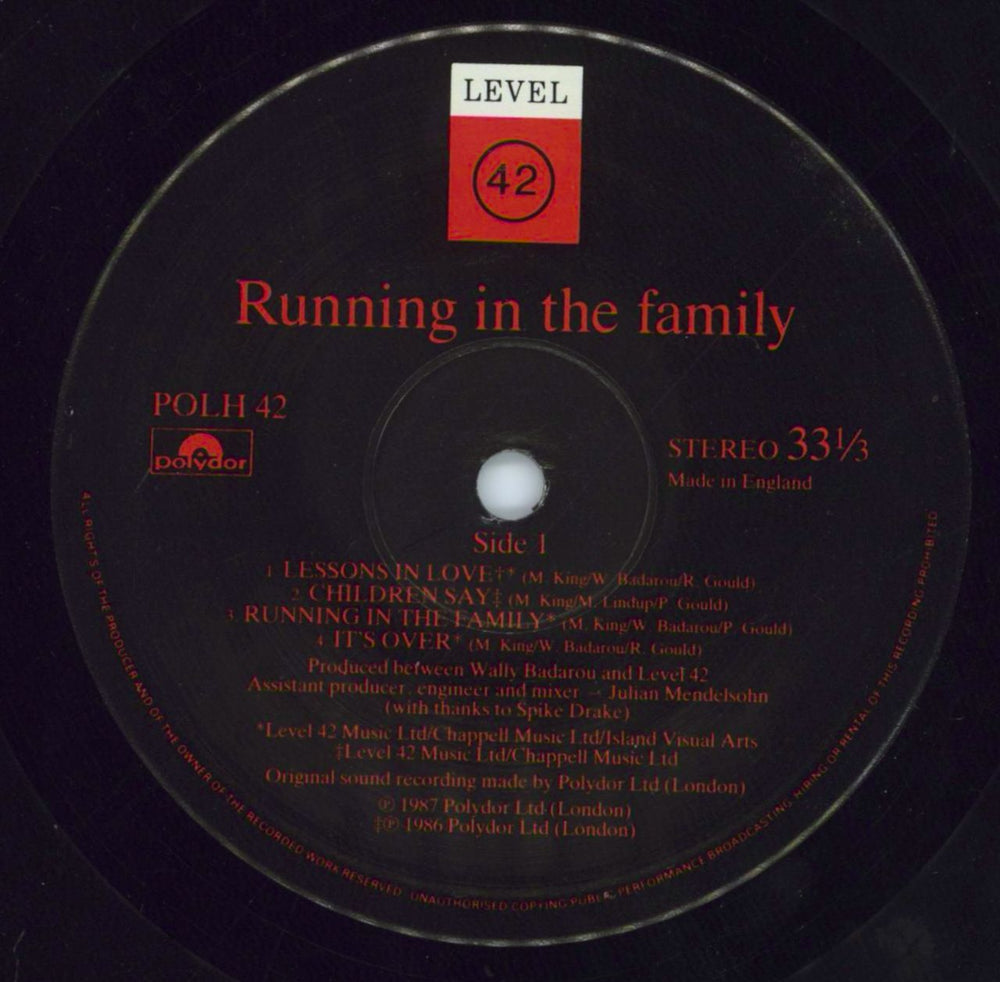 Level 42 Running In The Family - Hype Stickered UK vinyl LP album (LP record) L42LPRU634223