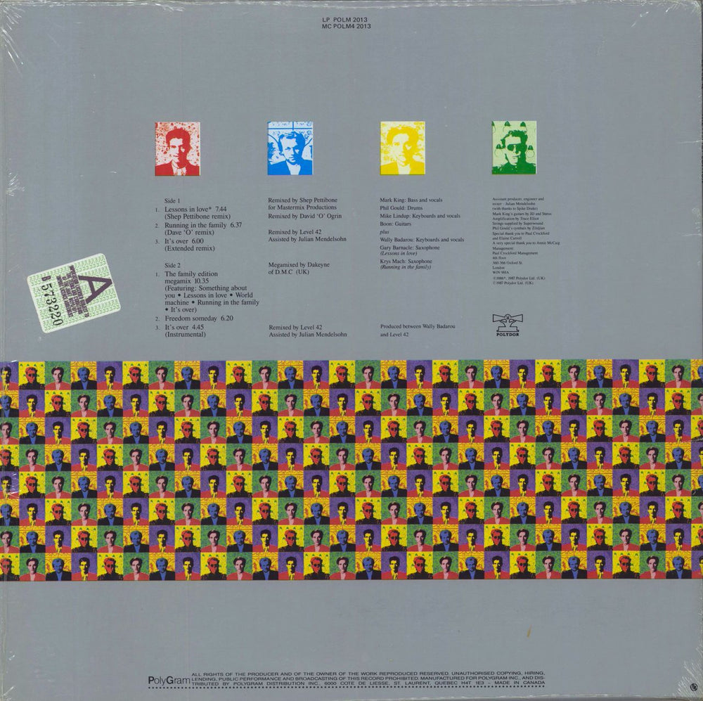 Level 42 The Family Edition - Hype & Price Stickered Canadian 12" vinyl single (12 inch record / Maxi-single)