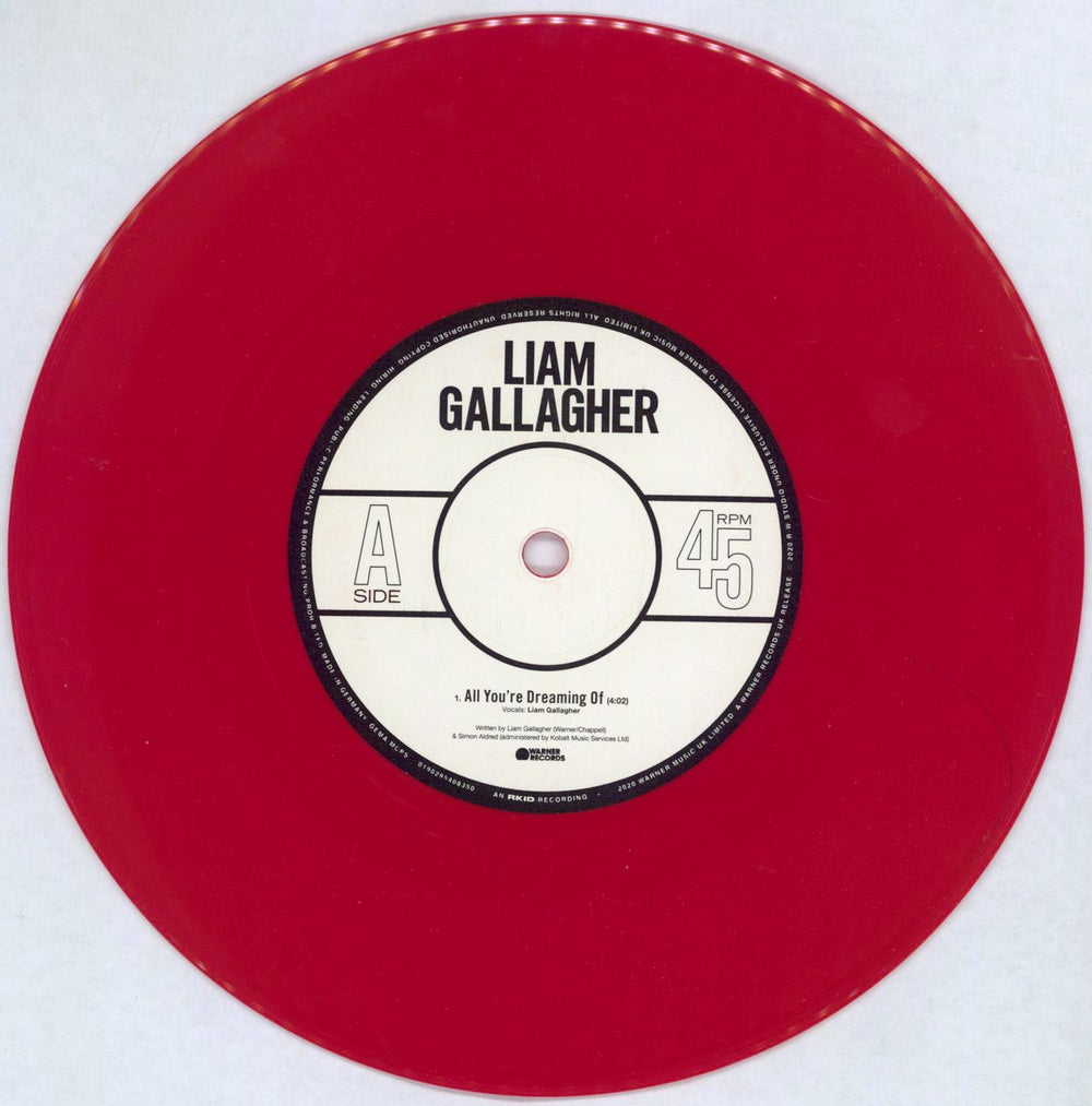 Liam Gallagher All You're Dreaming Of... - Red Vinyl UK 7" vinyl single (7 inch record / 45) LGL07AL776345