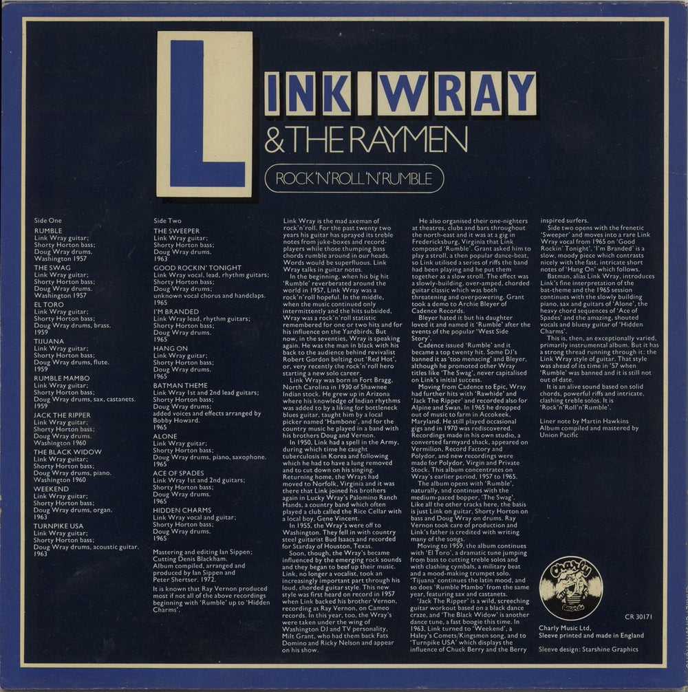 Link Wray Rock 'N' Roll 'N' Rumble UK vinyl LP album (LP record)